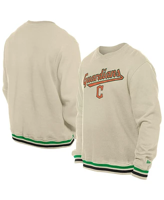 New Era Men's Cream Cleveland Guardians St. Patrick's Day Twill Pullover Sweatshirt