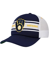 Mitchell & Ness Men's Navy Milwaukee Brewers Sideline Trucker Adjustable Hat