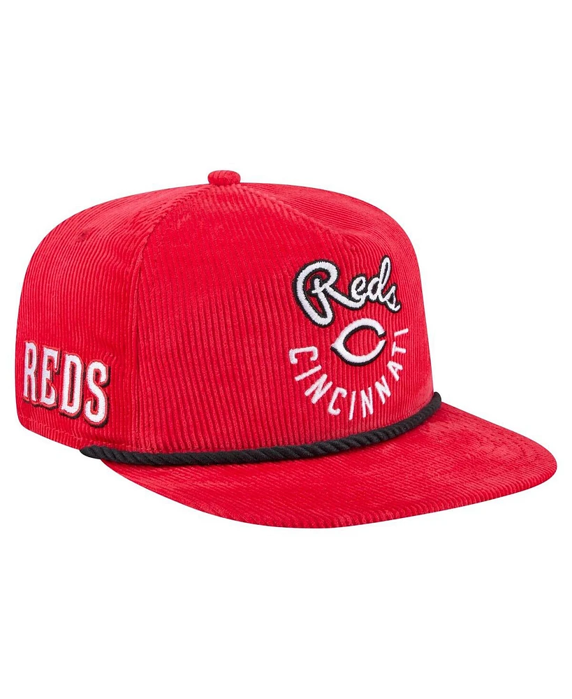 New Era Men's Red Cincinnati Reds Full Circle Corduroy Golfer Adjustable Hat