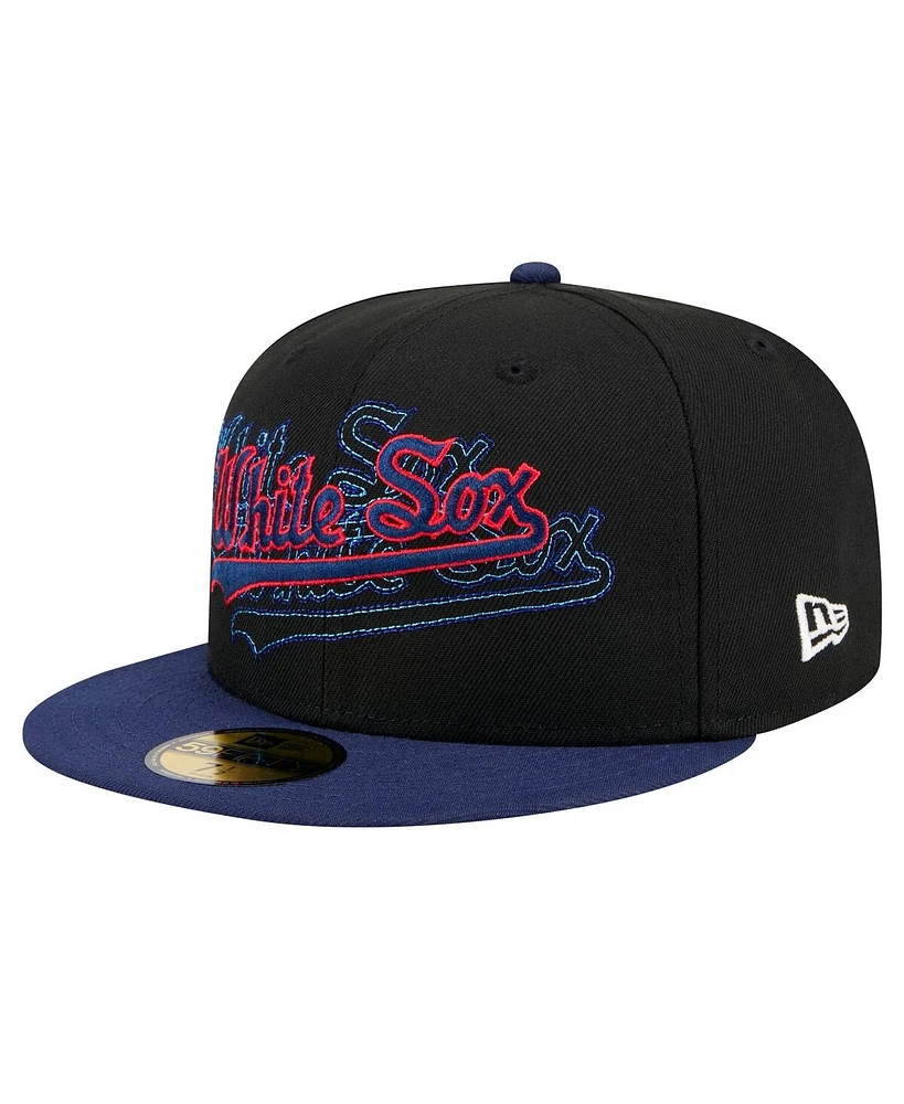 New Era Men's Black Chicago White Sox Shadow Stitch 59FIFTY Fitted Hat