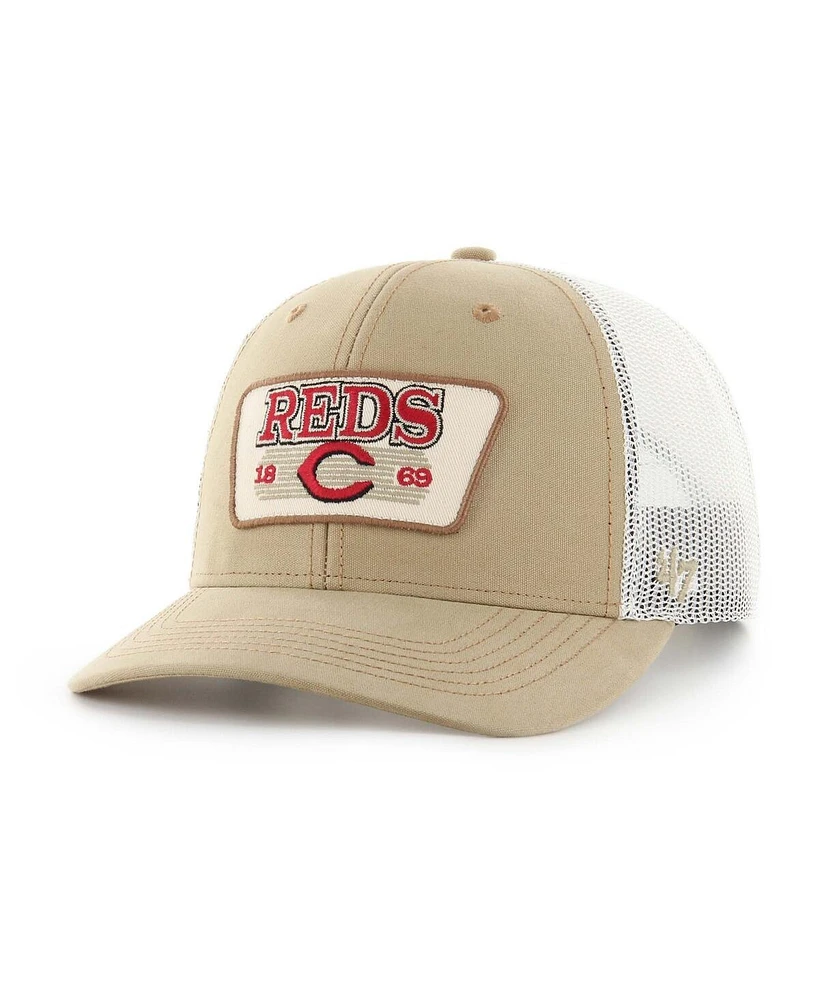 '47 Brand Men's Khaki Cincinnati Reds Ridgewood Trucker Adjustable Hat