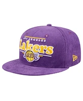 New Era Men's Purple Los Angeles Lakers Throwback Display Corduroy 9FIFTY Snapback Hat