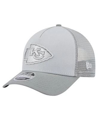 New Era Men's Gray Kansas City Chiefs Domain 9FORTY A-Frame Trucker Adjustable Hat