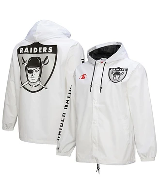 Mitchell & Ness Men's White Oakland Raiders Vintage Logo Coaches Full-Snap Hoodie Jacket