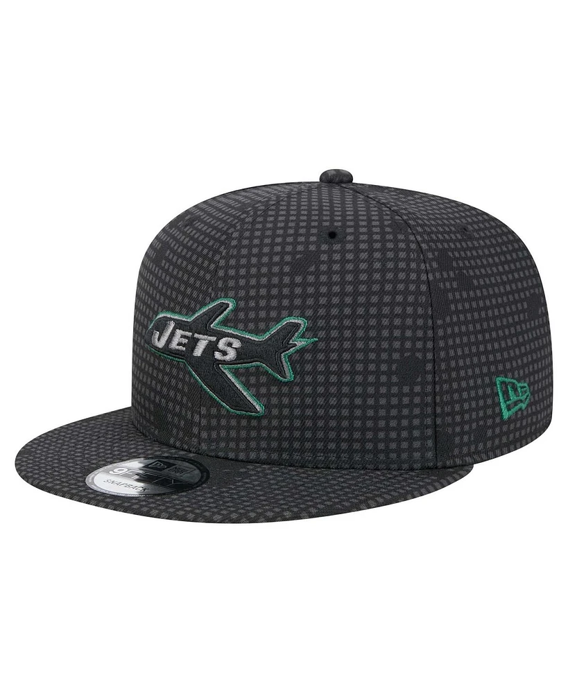 New Era Men's Black New York Jets Midnight Ink Pop Outline 9FIFTY Snapback Hat