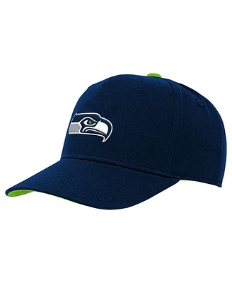 Outerstuff Big Boys and Girls College Navy Seattle Seahawks Team Pre-Curved Adjustable Hat