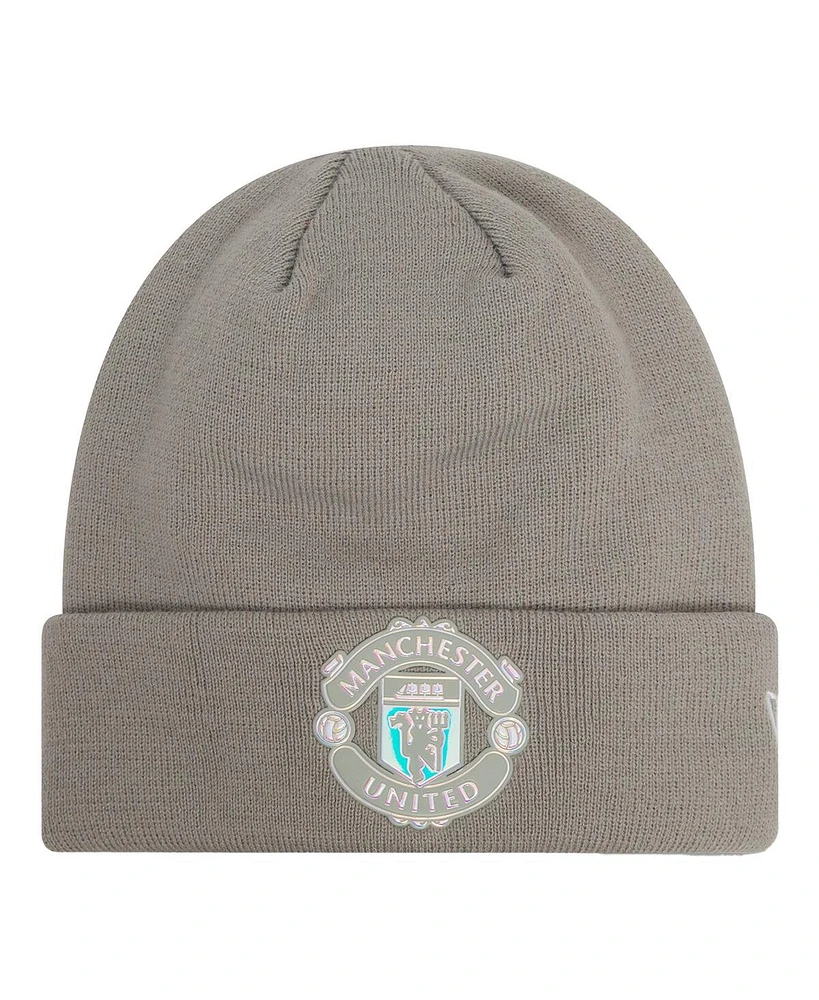 New Era Men's Gray Manchester United Iridescent Cuffed Knit Hat