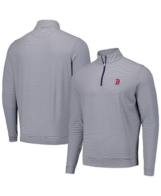 Peter Millar Men's Navy Boston Red Sox Perth Sugar Stripe Performance Quarter-Zip Top