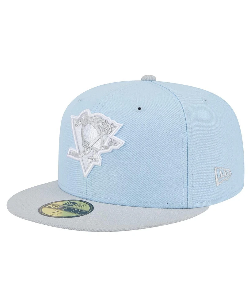 New Era Men's Light Blue/Gray Pittsburgh Penguins Color Pack Two-Tone 59FIFTY Fitted Hat