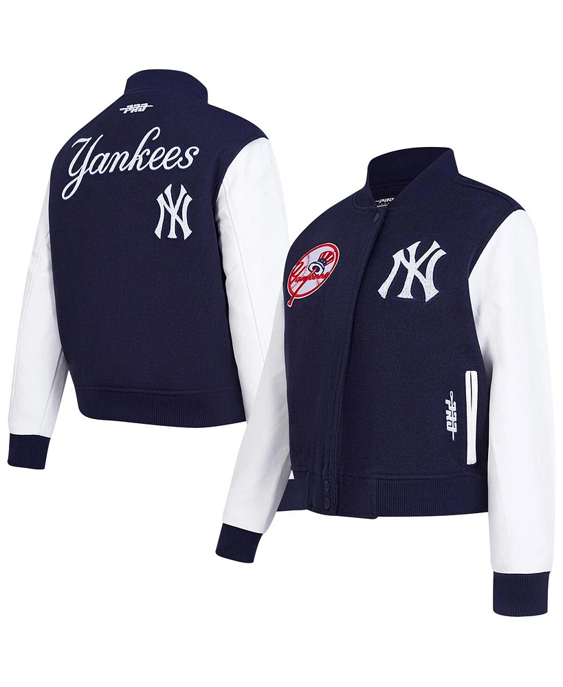 Pro Standard Women's Navy New York Yankees Game Day Classics Wool Varsity Jacket