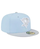 New Era Men's Light Blue/Gray Pittsburgh Penguins Color Pack Two-Tone 59FIFTY Fitted Hat