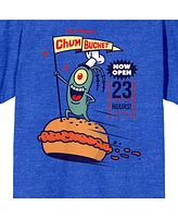 SpongeBob SquarePants Men's Plankton The Original Chum Bucket Royal Heather Short Sleeve Tee-3XL