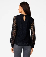 Cable & Gauge Women's Ruffle Crochet Trim Lace Top