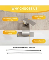 Single Handle Bathroom Sink Faucet, Waterfall Spout Bathroom Sink Faucet for Bath and Rv Sinks, Deck Mount 1 hole or 3 holes