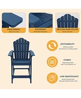 Tall Adirondack Chair with Connecting Table Patio Chairs Outdoor Barstool Furniture Set Balcony for Lawn Backyard Garden