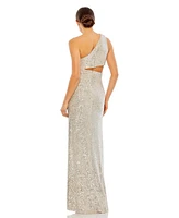 Mac Duggal Women's Sequin One Shoulder Cut Out Gown