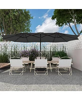Mondawe 15 ft Double Sided Twin Outdoor Patio Market Umbrella