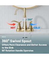 4 Inch 2-Handle Centerset Bathroom Sink Faucet with Drain Assembly and Supply Hose cUPC Lavatory Mixer Double Handle Tap Deck Mounted Oil Rubbe