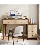 Tribesigns Computer Desk with Drawers, 51-Inch Office Desk with Reversible Drawer Cabinet