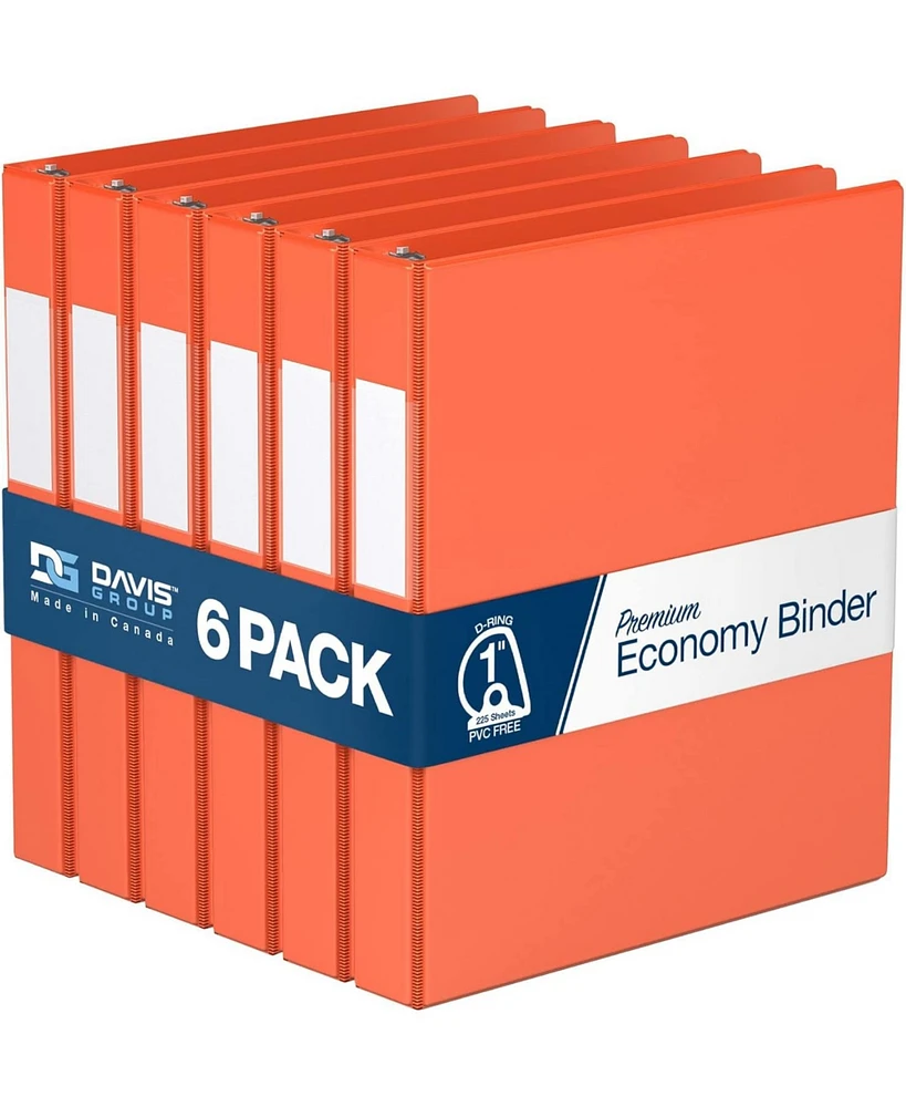Premium Economy, Angle D Ring, Binder, 6 Pack (Orange