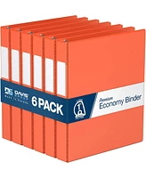 Premium Economy, Angle D Ring, Binder, 6 Pack (Orange