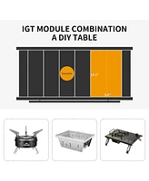 Naturehike Folding Igt Camping Table, Portable Outdoor Igt Cook System, Ultralight Aluminum Camp Table with Carry Bag for Car Camping Picnic Rv Trip P