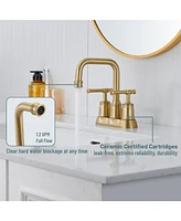 2 Handle Bathroom Sink Faucet, 4-Inch Centerset Faucet with Pop Up Drain and Water Supply Lines