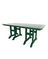 6-Piece Hdpe Rectangular Patio Dining Table Set with Foldable Chairs and Patio Bench