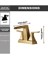 Dual Handle Bathroom Faucet with Waterfall Spout, Pop-Up Drain, and Solid Brass Construction