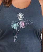 Hybrid Apparel Plus Pastel Dandelions Graphic Tank Top