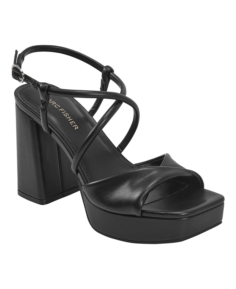 Marc Fisher Women's Glady Crisscross High Block Heel Platform Sandals
