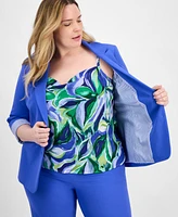 Tahari Asl Plus Contrast-Lined Two-Button Blazer