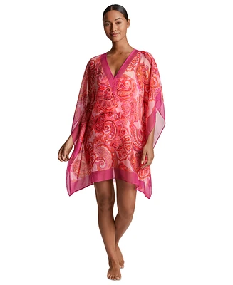 Lauren Ralph Women's Printed Border-Trim Poncho Cover-Up