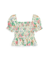 Polo Ralph Lauren Toddler and Little Girls Floral Smocked Jersey Peplum Top