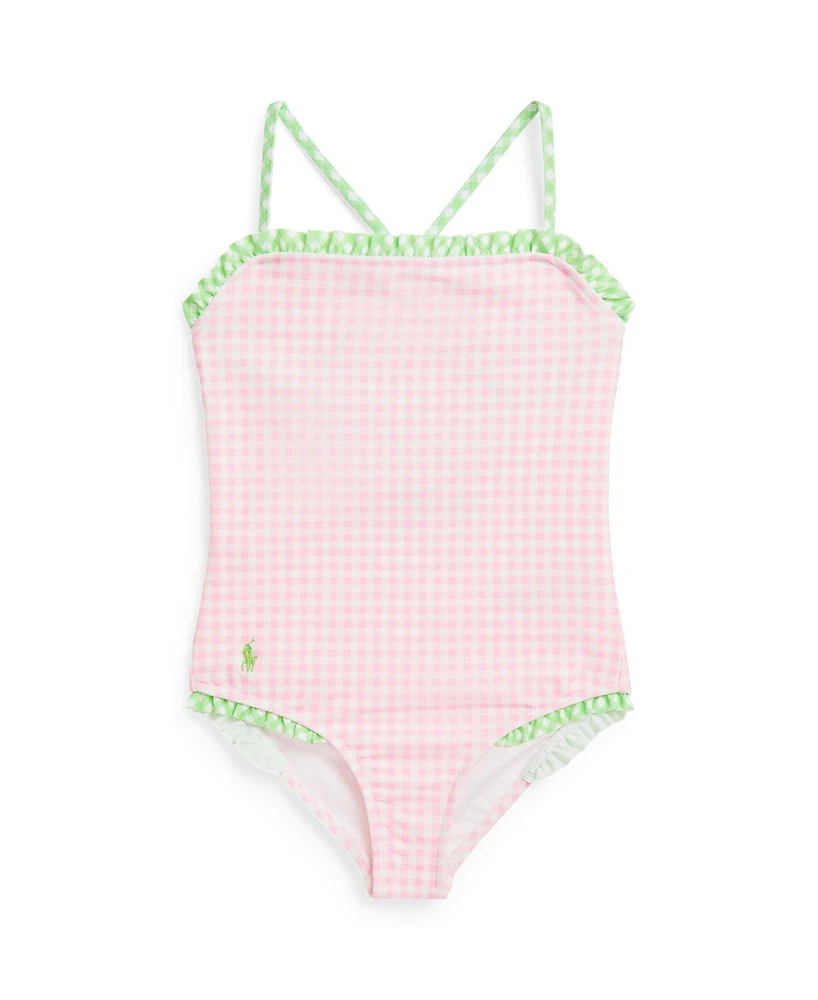 Polo Ralph Lauren Toddler and Little Girls Gingham Ruffled One-Piece Swimsuit