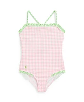 Polo Ralph Lauren Toddler and Little Girls Gingham Ruffled One-Piece Swimsuit