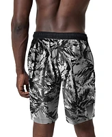 Speedo Men's Hawaiian Sky Bondi Basin Palm Print Drawstring 9" Boardshorts