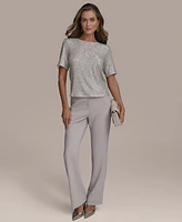 Donna Karan New York Women's Short-Sleeve Sequin Blouse