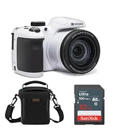 Kodak Pixpro AZ405 Astro Zoom 20MP Full Hd Digital Camera, White, Bundle with 32GB Memory Card and Camera Bag