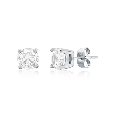 Stainless Steel, 7mm Round Cz Studs