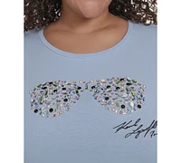 Karl Lagerfeld Paris Plus Sunglass Graphic Logo T-Shirt