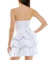 Women's Strapless Satin Bubble-Skirt Mini Dress