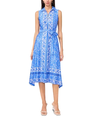 Msk Petite Printed Tie-Waist Fit & Flare Dress
