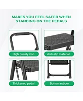 2 Step Ladder Portable Folding Ladder Stool for Adults with Wide Anti-Slip Pedal