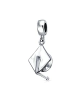 Bling Jewelry Graduate Trencher Cap Dangle Charm Bead Sterling Silver European Bracelet