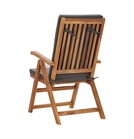 Reclining Patio Chairs with Cushions 2 pcs Solid Teak Wood Gray