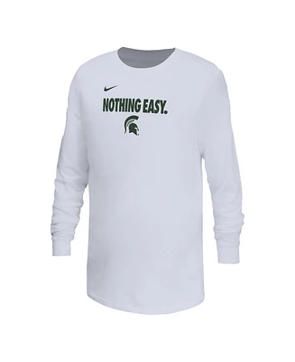 Nike Big Boys and Girls White Michigan State Spartans 2025 Legend Bench Long Sleeve T-Shirt