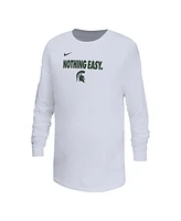 Nike Big Boys and Girls White Michigan State Spartans 2025 Legend Bench Long Sleeve T-Shirt