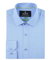 Tom Baine Men's Four Way Stretch Plaid Button Down Dress Shirt