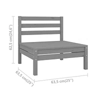 Patio Middle Sofa Gray Solid Wood Pine